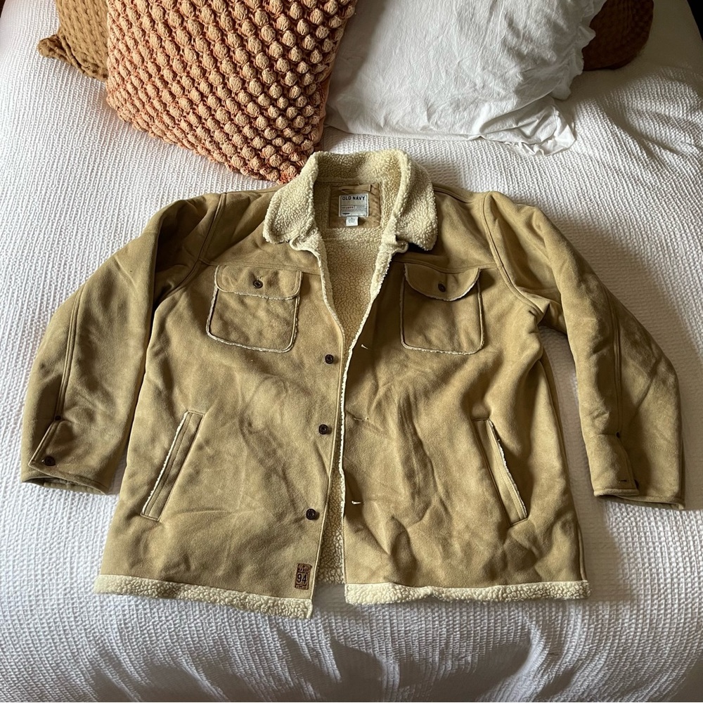 Vintage Old Navy suede Sherpa lined coat